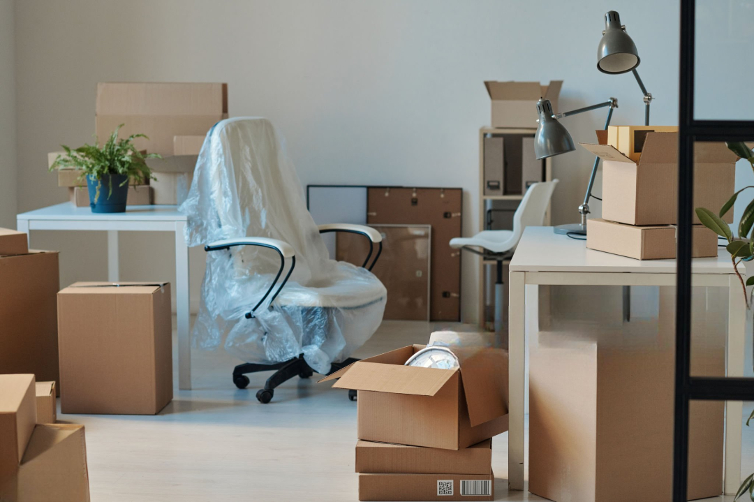 Office relocation team moving business equipment in Los Angeles